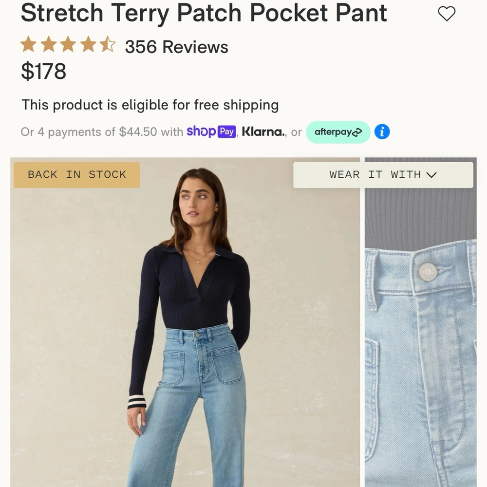 Women's Light Blue Stretch Terry Patch Pocket Jeans